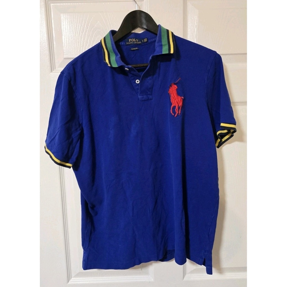 POLO Ralph Lauren Blue Classic Fit Short Sleeve Shirt Size L , With Large PONY